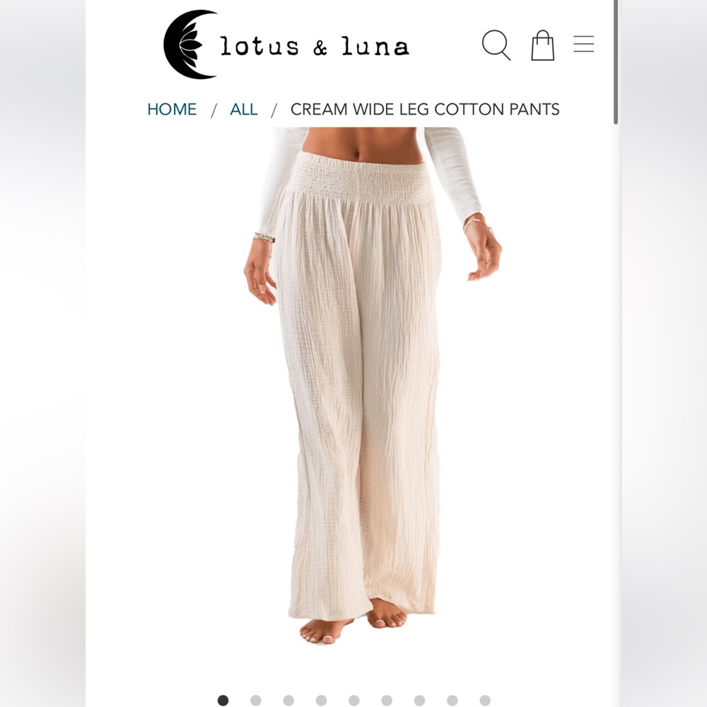 Cream Wide Leg Cotton Pant size S/M